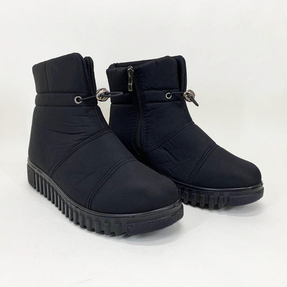 Галоши утепленные черного цвета 41р, Теплые тапочки чуни, Женские дутики из текстиля YU-67 Львов - изображение 5