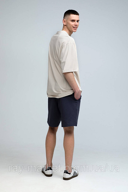 Костюм футболка оверсайз бежевая и шорты темно-серые RAY BASIC мужской (U1801M-Cream-Grey) Киев - изображение 3