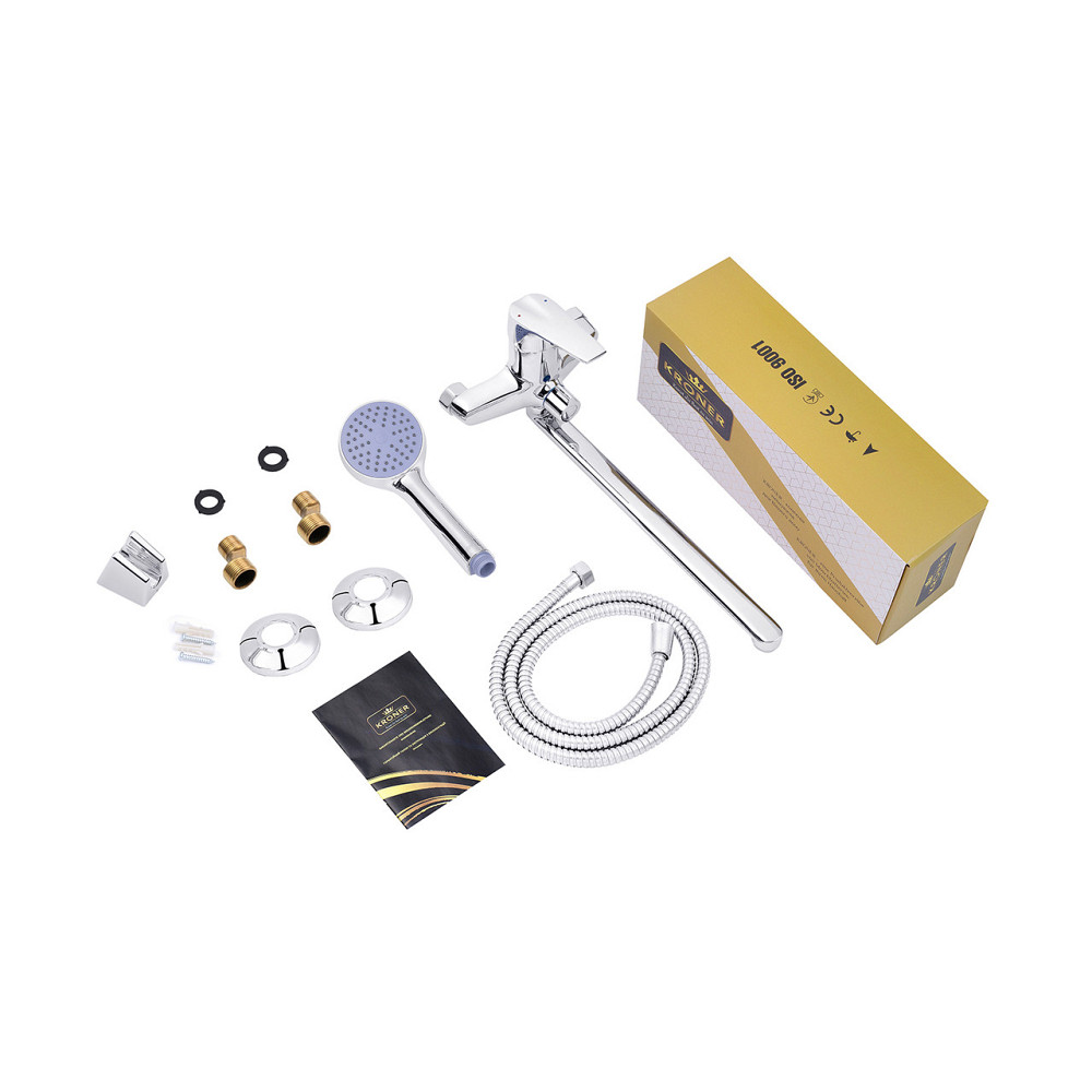 Змішувач для ванни Kroner KRM Odra - C070 з душовим гарнітуром, хром Київ - фото 9