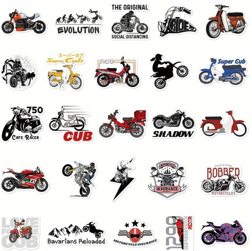 Набір з 50 ретро наліпок з мотоциклами – вінтажні стікери для скрапбукінгу, декору телефону, ноутбук Київ - фото 3
