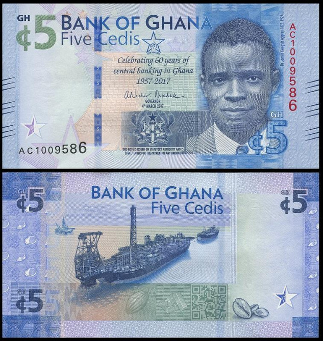 Гана / Ghana 5 Cedis 2017 Pick NEW UNC Полтава - изображение 1