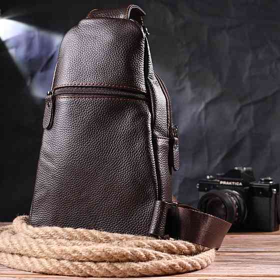 Зручна чоловіча сумка через плече з натуральної шкіри 21308 Vintage Коричнева Київ