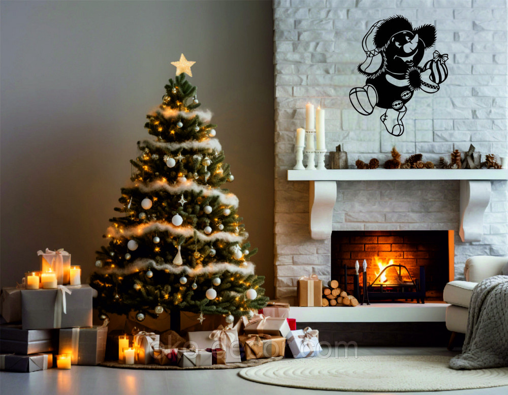 Декоративне настінне Панно «Сніговик», Декор на стену 110*89 см, Чорний Київ - фото 5