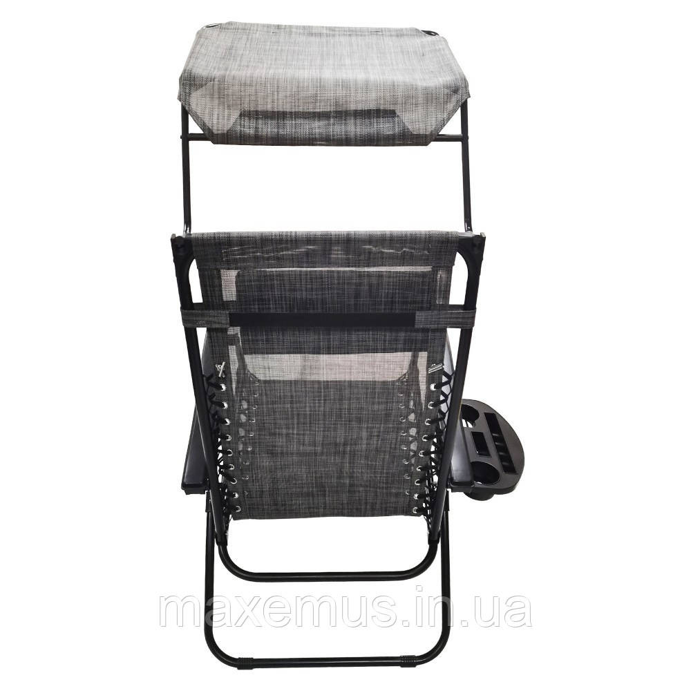Шезлонг лежак раскладной с козырьком садовое кресло Bonro SP-167A для сада и дома отдыха на природе серый Мостиська - фото 3