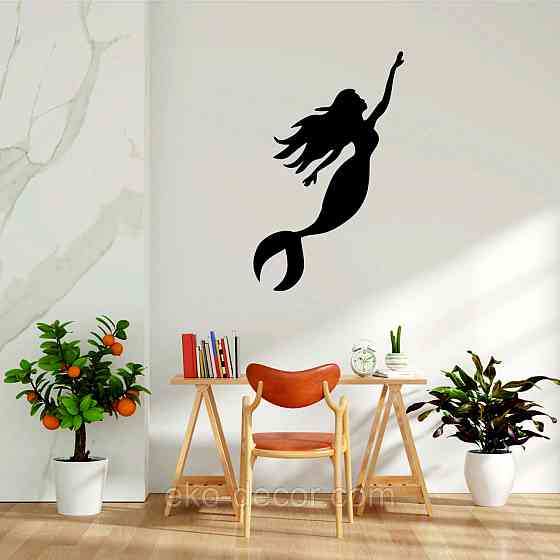 Декоративное настенное 3D Панно «Русалочка» Декор на стену с объемом 110*68 см, Черный Киев