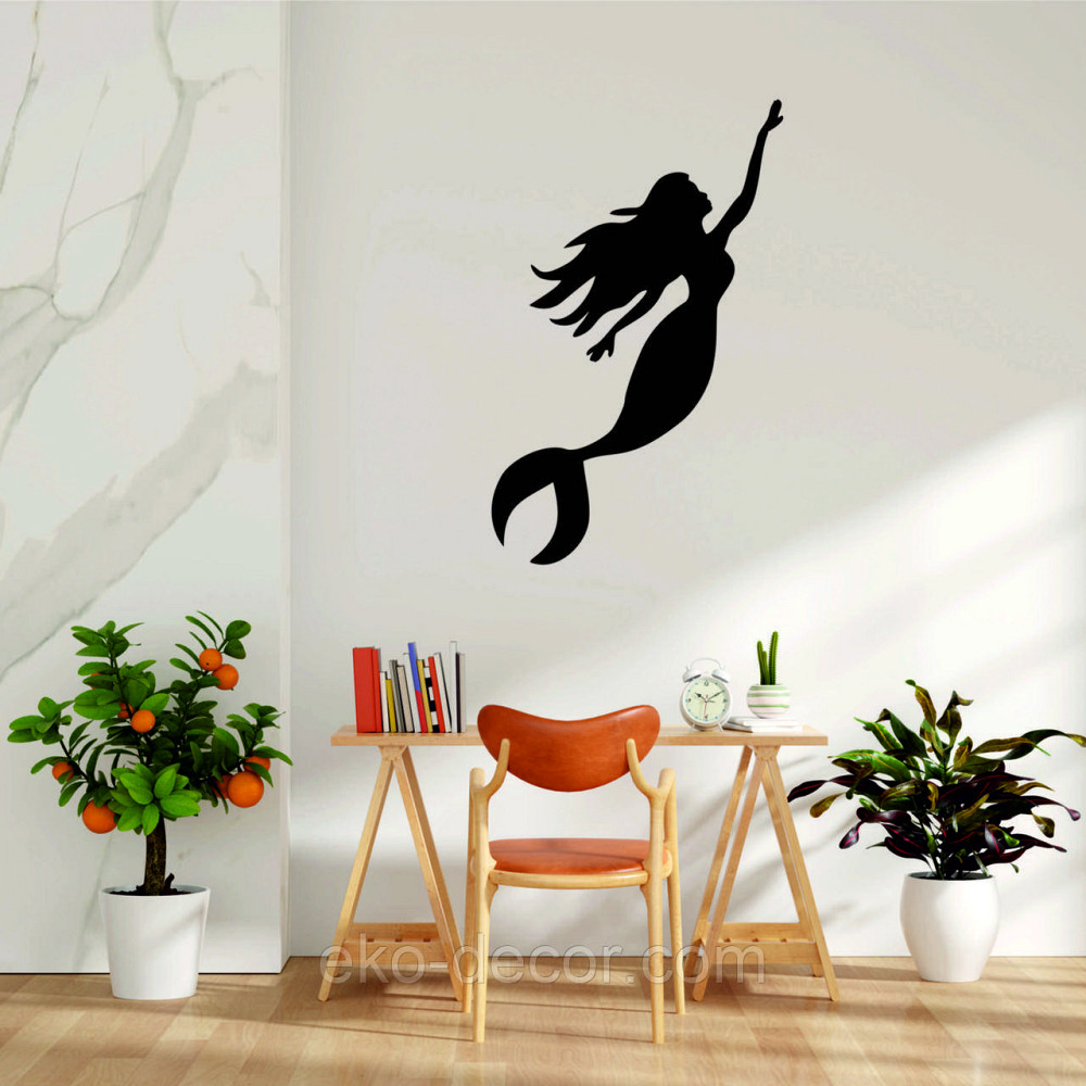 Декоративне настінне 3D Панно «Русалонька» Декор на стіну з об'ємом 110*68 см, Чорний Київ - фото 1