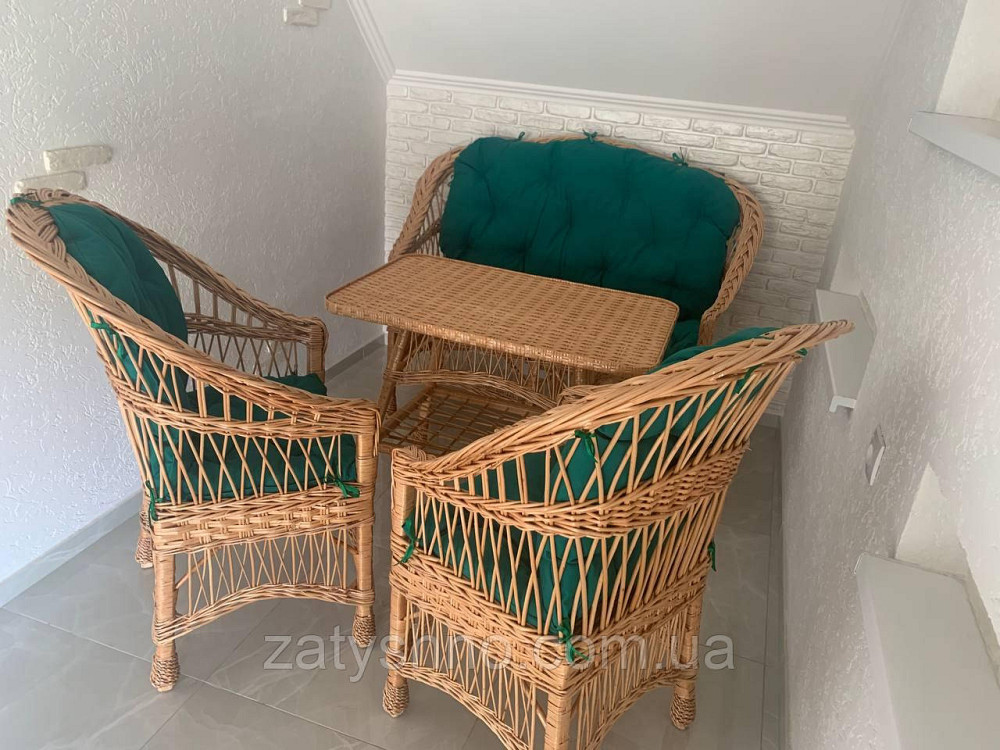 Дачні плетені меблі з лози | комплект меблів із лози | крісла диван та стіл від виробника Київ - фото 7