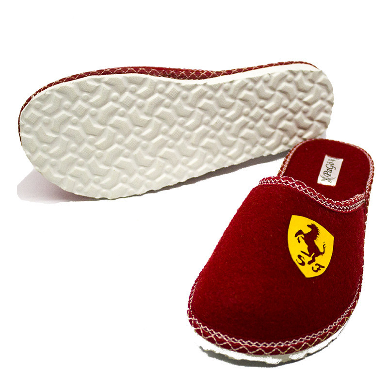 Тапочки чоловічі кімнатні червоні шерсть "SF" закритий носок Одеса - фото 2
