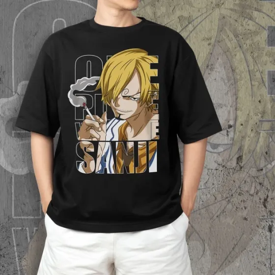 Футболка чоловіча з  принтом Ван Пис Санджи Чорна Нога Розмір 48 Anime1004 Дніпро