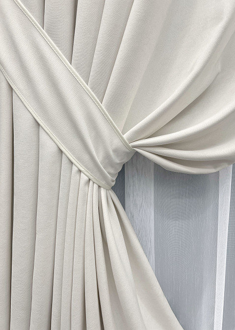Комплект готовых штор VR-Textil Микровелюр Petek YL № 2020ш Молочный 150х290 см 2 шт (33-1004) Киев - изображение 5