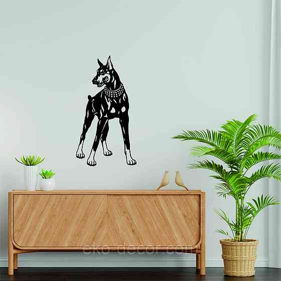 Декоративне настінне Панно «Доберман», Декор на стіну 70*38 см, Чорний Київ