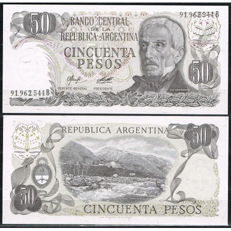 Аргентина / Argentina 50 Pesos 1976-78 Pick301 UNC Полтава - фото 1