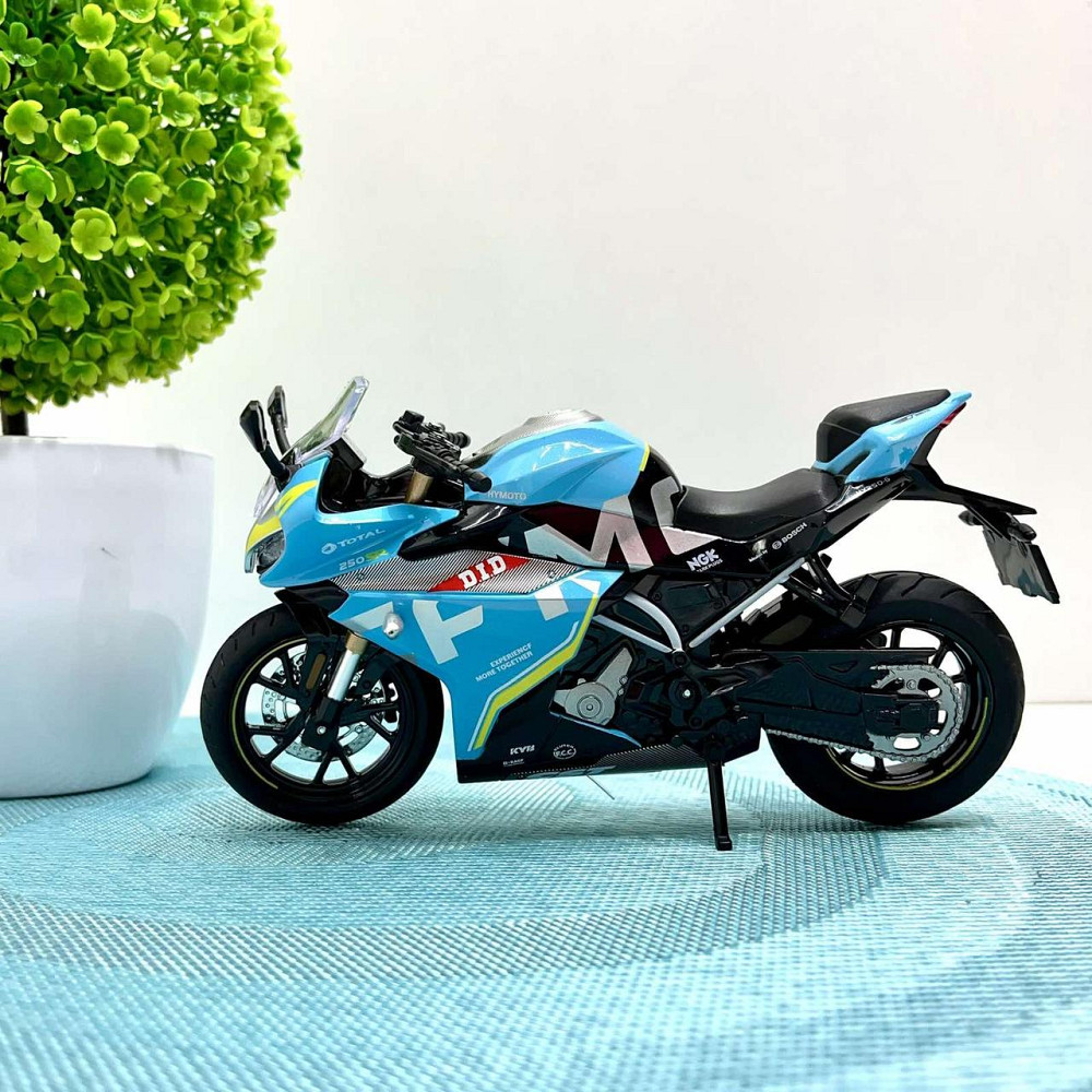 Мотоцикл металопластиковий звуки підсвічування гумові шини рухомі елементи 1:12 Блакитний (BG 36-480) Чернігів - фото 6