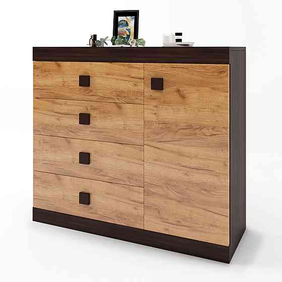 Комод с дверью и 4-мя ящиками Эверест Соната-5 105х38х94 венге темный + дуб крафт золотой (DTM-2063) Днепр