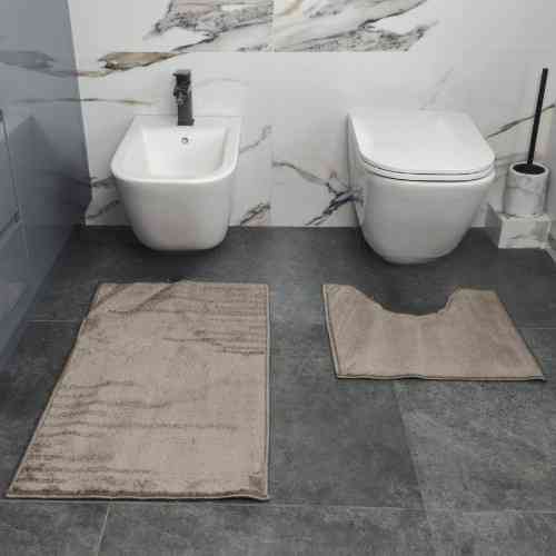 Набір килимків для ванної кімнати 2шт 50*80см+40*50см U-виріз Полоса Smile бежевий поліпропілен Дариана Житомир