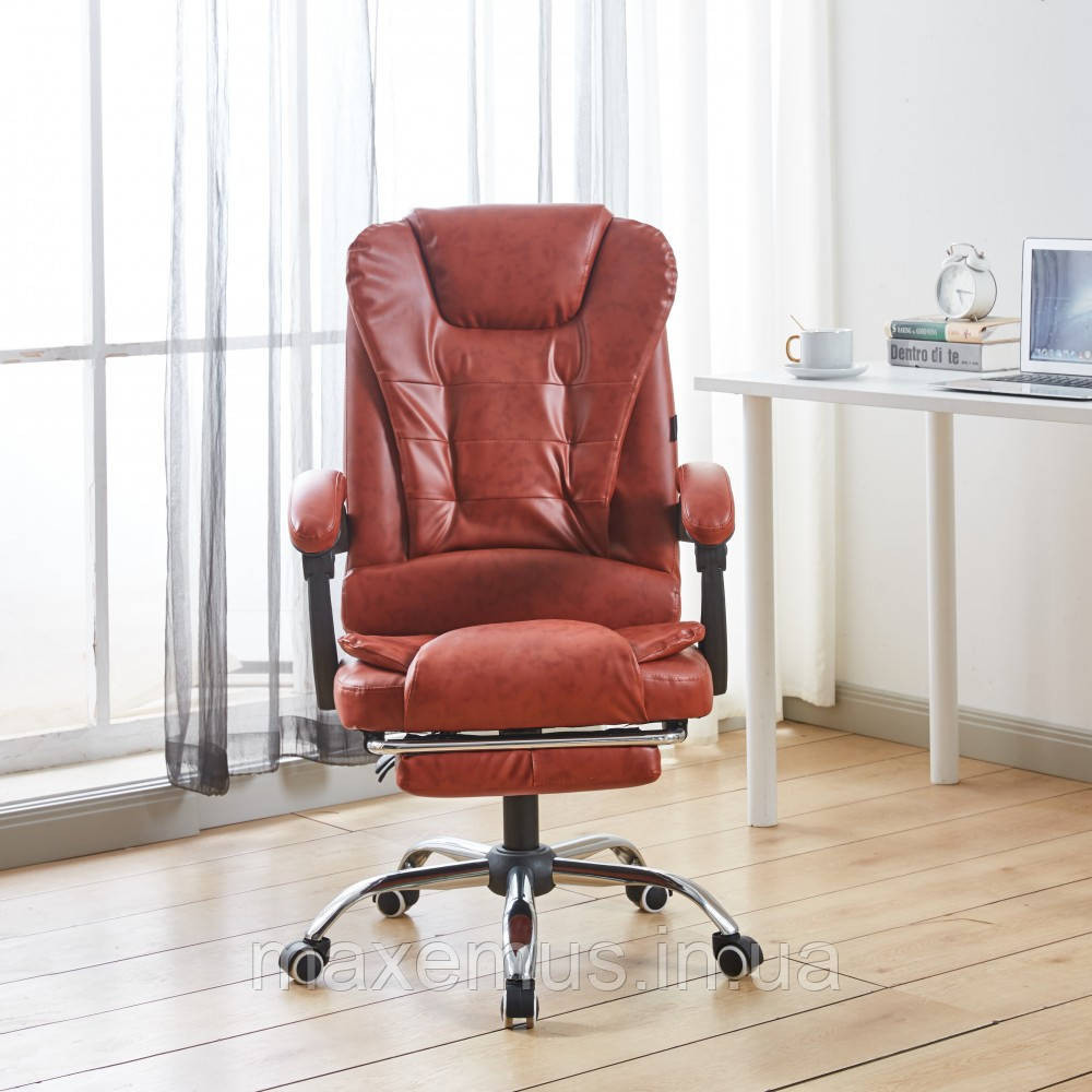 Офисное кресло с подставкой для ног Bonro BN-6071 кресло для офиса и персонала компьютерное Коричневый Мостиска - изображение 2