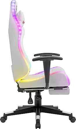 Геймерское кресло Defender Watcher полиуритановое с RGB подсветкой и подножкой (Белое) Винница