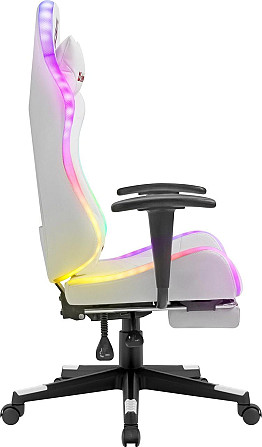 Геймерское кресло Defender Watcher полиуритановое с RGB подсветкой и подножкой (Белое) Винница - изображение 6