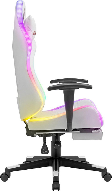 Геймерське крісло Defender Watcher поліуританове з RGB підсвічуванням та підніжкою (Біле) Вінниця - фото 6