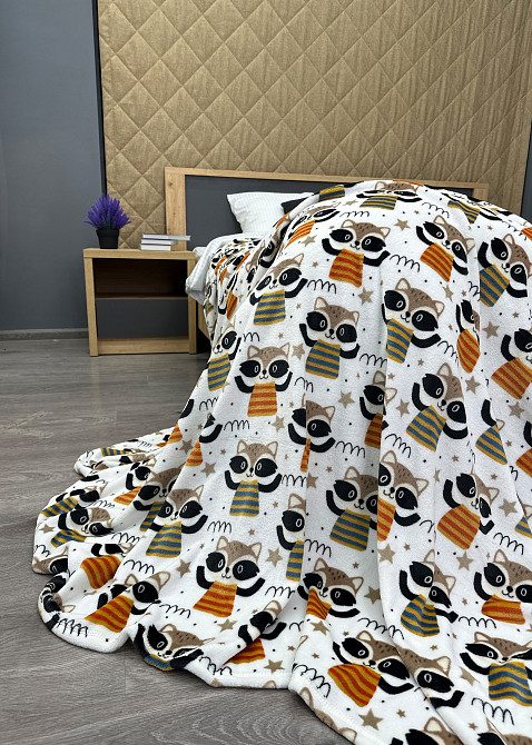 Плед-покривало Decorator WellSoft RACCOON 150х210 см з принтом "Єноти" (87-192) Київ - фото 8