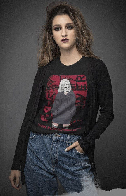 Футболка для хлопчика з аніме принтом Повер Кхаінс Вбр Ав оверсайз (зріст від 165 до 180) Чорний AnimeJ0823m Дніпро - фото 1