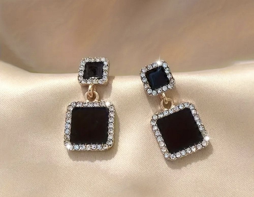 Сережки з чорним камінням Сміла - фото 1