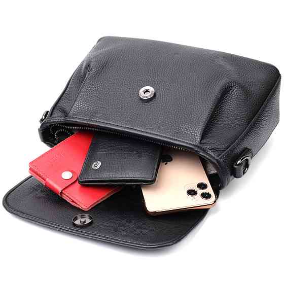 Красивая женская сумка из натуральной кожи Черная (Vintage) Киев