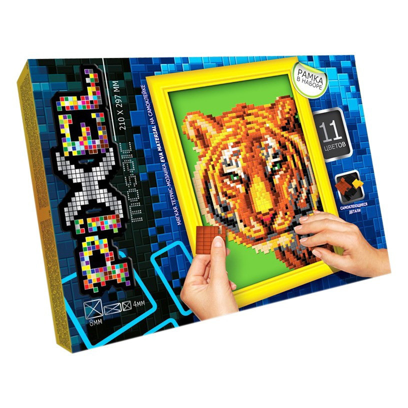 Набір для творчості "Мозаїка Піксель: Тигр" РМ-01-05, 21х29,7 см, рамка в наборі Вінниця - фото 1