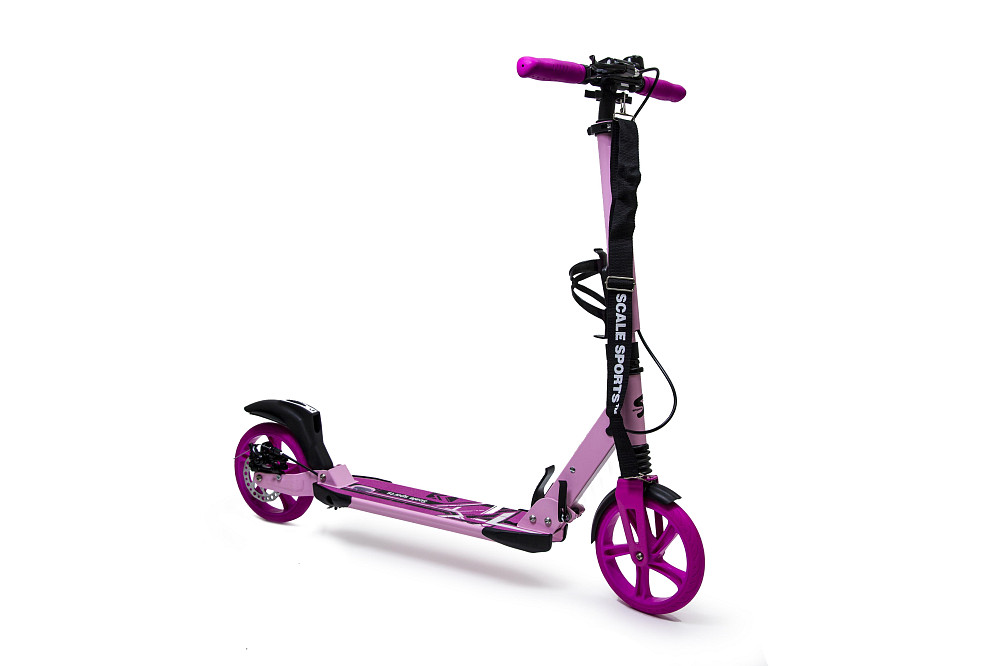 Детский самокат Scale Sports SS-04 + звоночек + ремень + подстаканник. Дисковый тормоз. Розовый Одесса - изображение 4