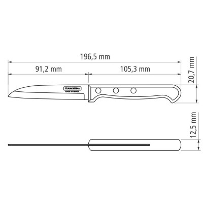 Кухонний ніж Tramontina Polywood Vegetable 76 мм (21121/193) Вінниця - фото 3