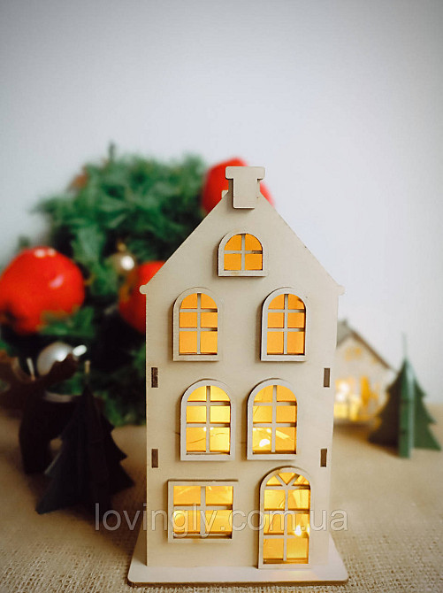 Декоративный домик подсвечник с LED 22 см С LED подсветкой Ирпень - изображение 3