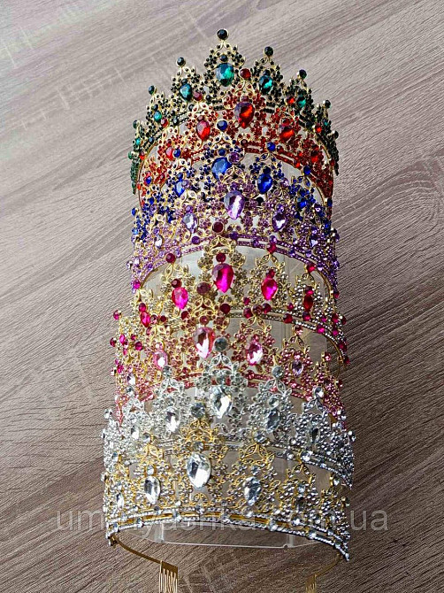 Диадема на обруче Корона серебренная с камнями Кривой Рог - изображение 2