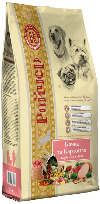 Сухой беззерновой корм Ройчер с уткой и картофелем для собак 7.5 кг Винница - изображение 1