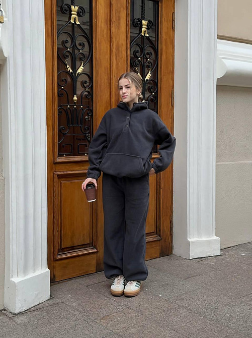 Женский теплый базовый костюм двойка из двухстороннего флиса. Графит, 42/44 Одесса - изображение 4