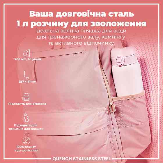 Спортивна пляшка для води Спорт пляшка Пляшка Пляшка для тренувань Фітнес пляшка для води Фіолетова ION8 1200мл Київ