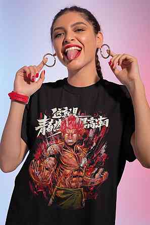 Футболка з аніме принтом Наруто оверсайз (S/M/L) Чорний AnimeJ0135 Дніпро