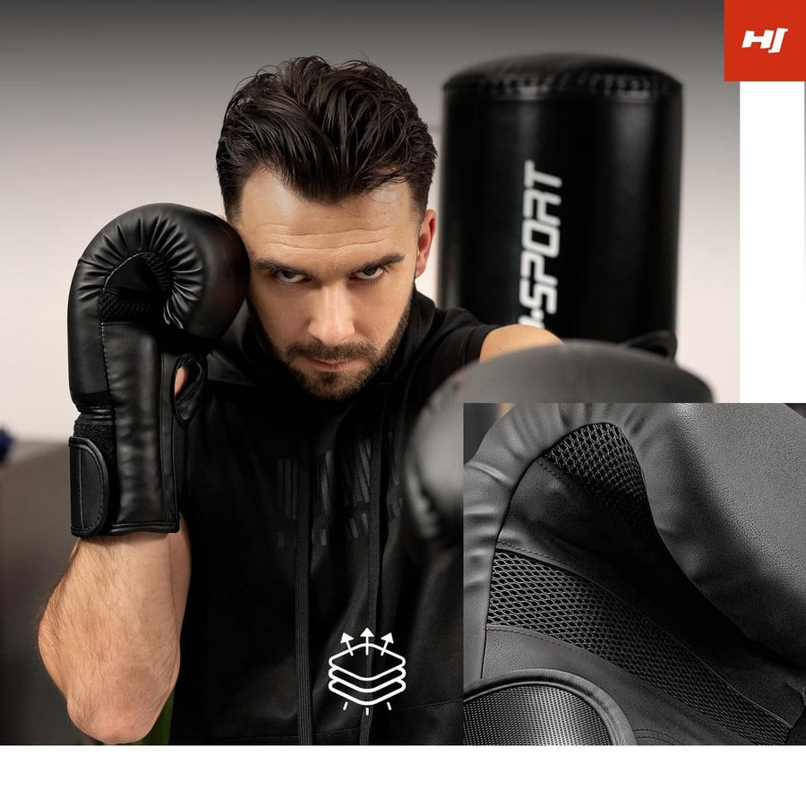 Боксерські рукавиці Hop-Sport HS-BG12 12oz чорні Київ - фото 9