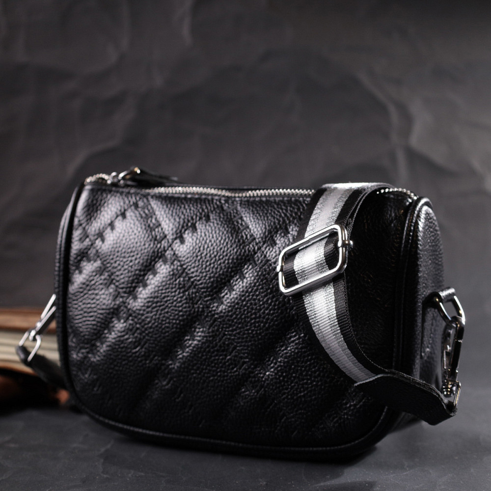 Шкіряна сумка напівкруглого формату на плече Vintage 22394 Чорна Київ - фото 8