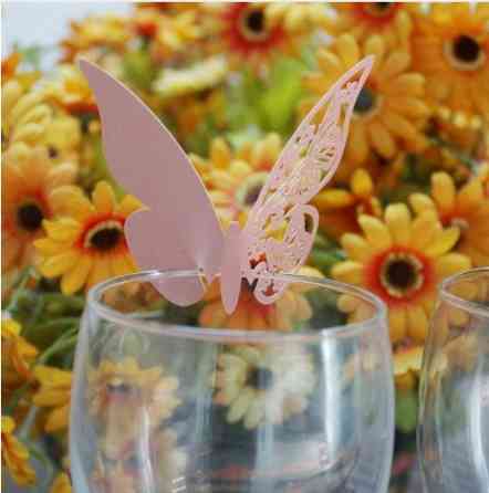 Рассадочные карточки для гостей на бокалы Бабочки 10 штук 9 на 7 см пудровый Киев