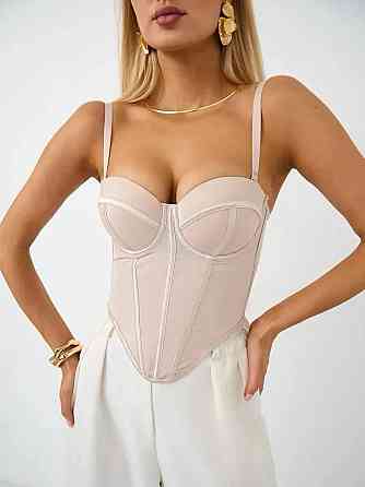 Стильний жіночий романтичний корсет легка сітка + атласні вставки Пудра, 44 Одеса