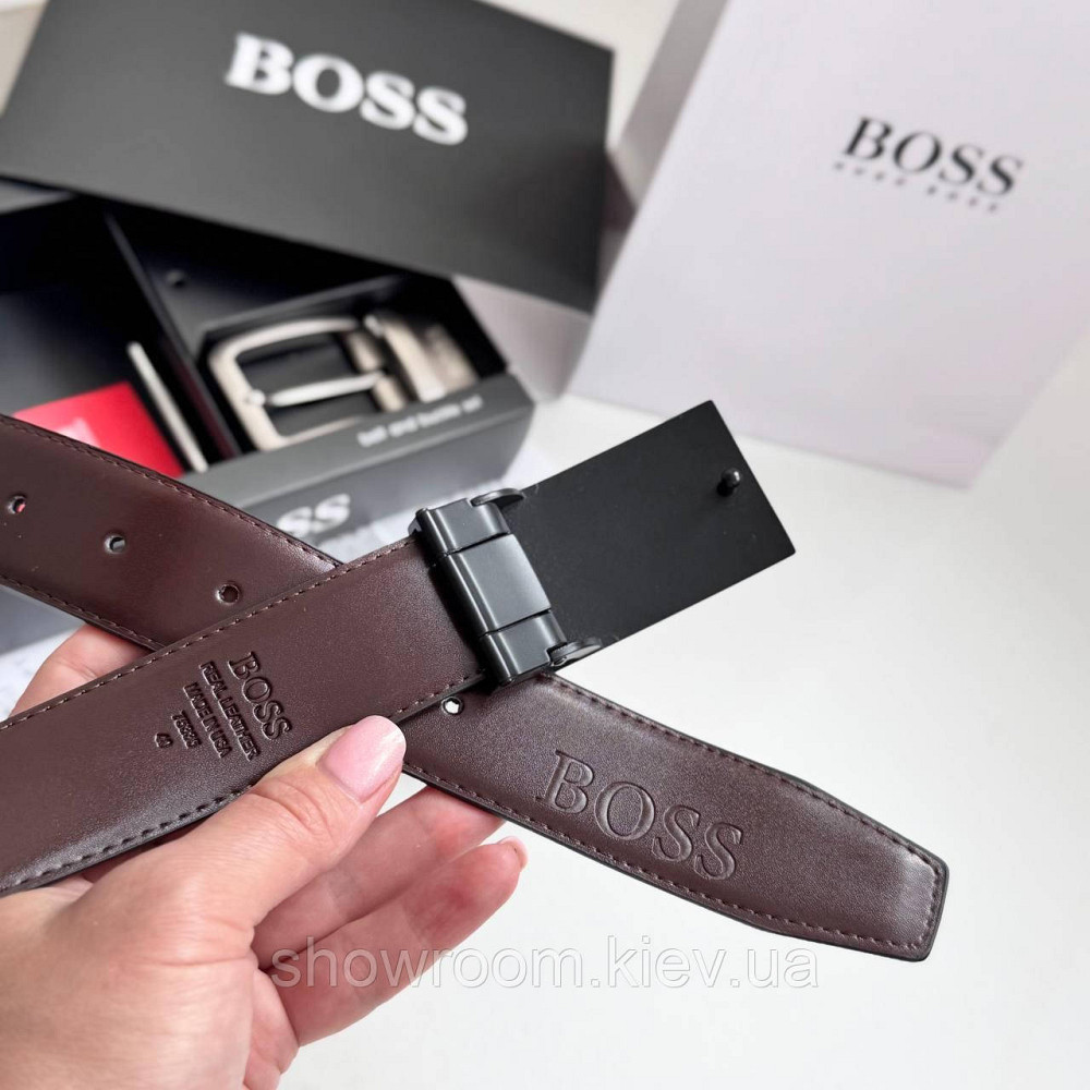 Чоловічий двосторонній ремінь із двома пряжками Boss (203) Київ - фото 7