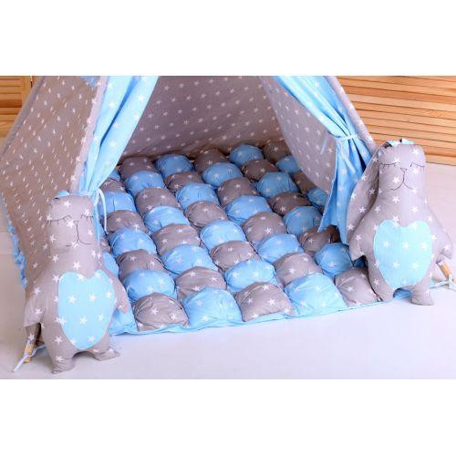 Вигвам Хатка комплект Бонбон Принц Синий с серым с подушками Киев - изображение 2