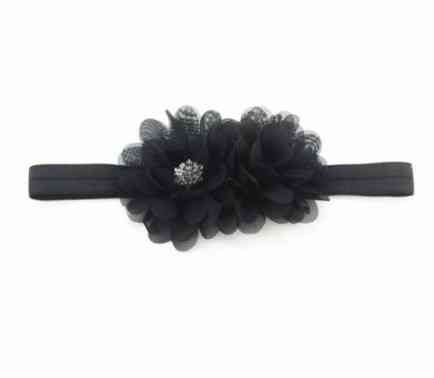 Детская повязка черная цветком - размер универсальный (на резинке), цветок 10см Киев