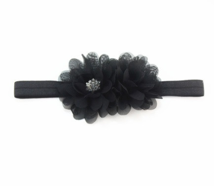 Детская повязка черная цветком - размер универсальный (на резинке), цветок 10см Киев - изображение 1