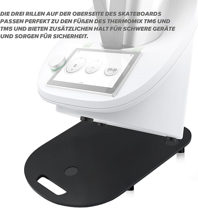Скользящая доска для Thermomix TM5/TM6 акриловая черная 8 мм с шариковыми роликами ручкой и резиновыми ножками Киев - изображение 4