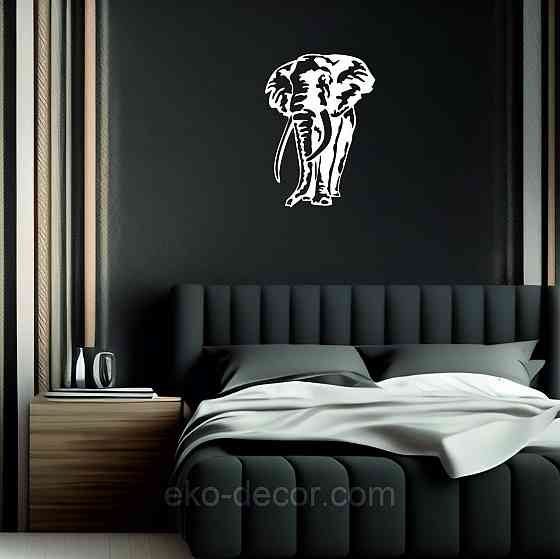 Декоративне настінне Панно «Слон», Декор на стіну 90*64 см, Білий Київ