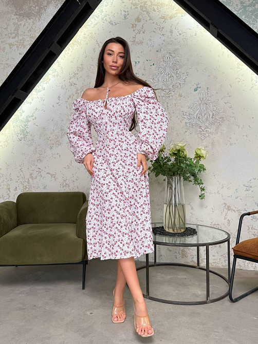 Стильное женское элегантное платье с цветами муслин принт. Одесса - изображение 2