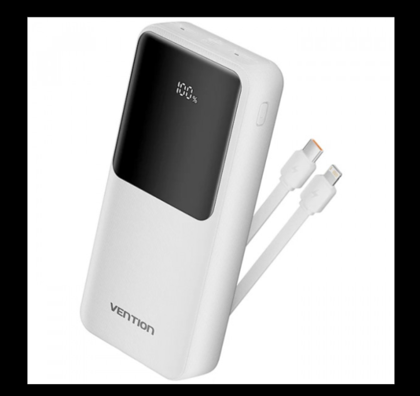 УМБ Vention 20000mAh 22.5W 3A,PD,QC 3.0,Micro-USB,USB-C,2xUSB-A,Built-in USB-C+Lightning Cables Whit Київ - фото 2