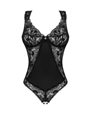 Мереживне боді Obsessive Donna Dream crotchless teddy XL/2XL Black, відкритий доступ Львів