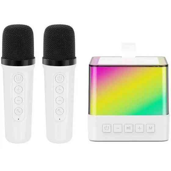 Портативная караоке система с двумя микрофонами Bluetooth акустическая колонка для дома вечеринок White AB-72 Львов
